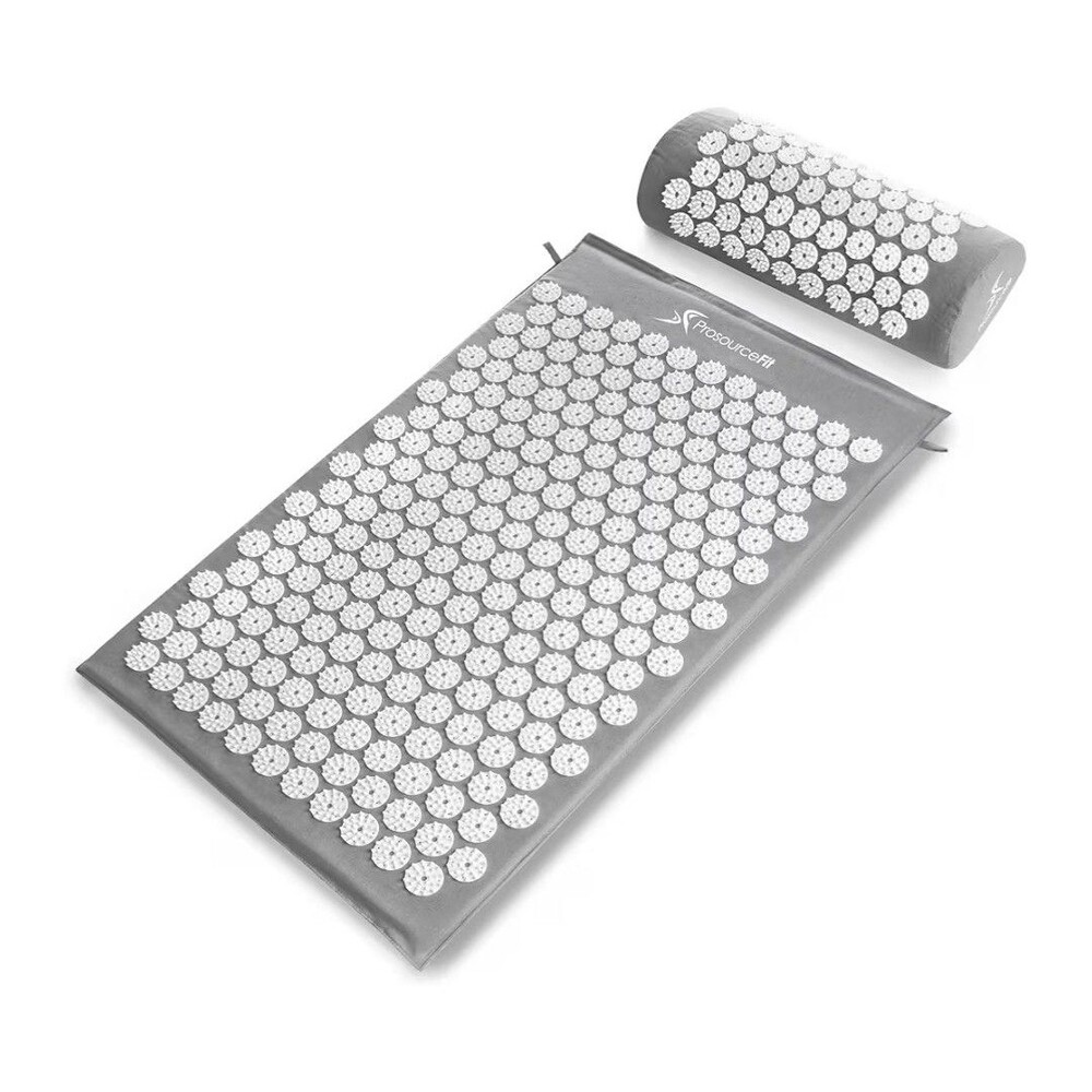 ProsourceFit Acupressure Mat and Pillow Set for Back/Neck Pain Relief , Grey